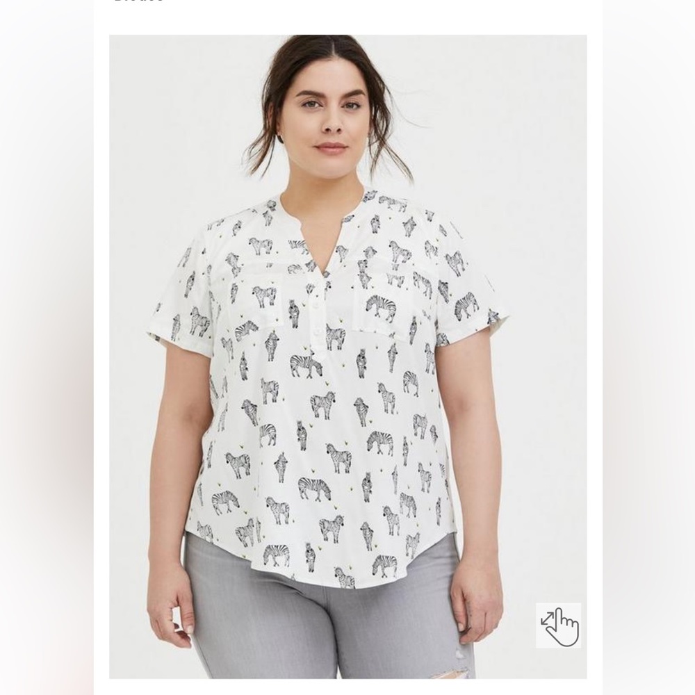 Torrid Harper Stretch Challis Button Short Sleeve Blouse, size 0